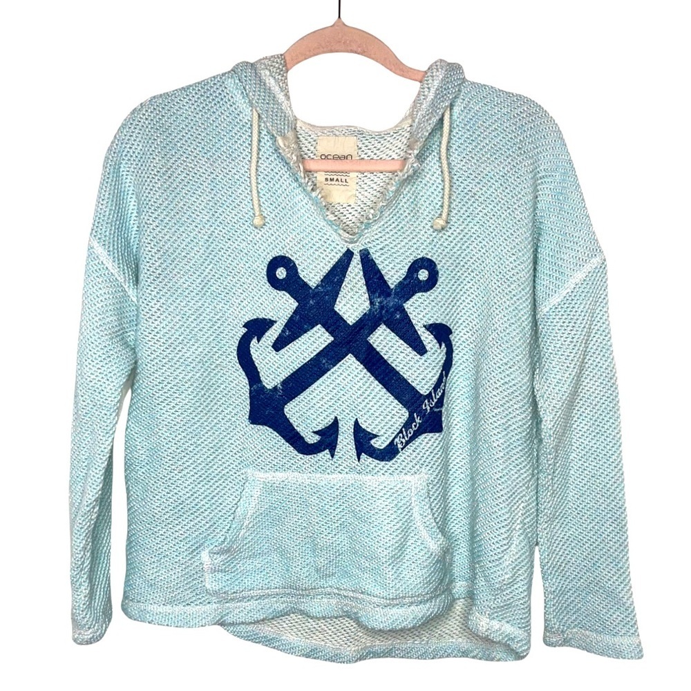 OCEAN DRIVE Light Blue Block Island Hooded Sweatshirt S